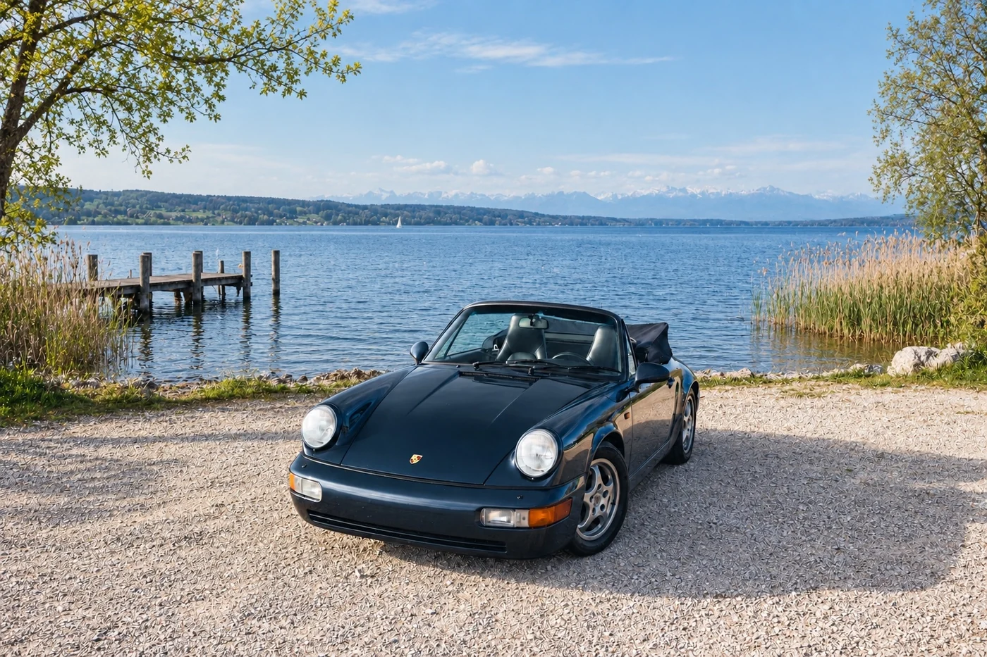 Porsche 964 Cabriolet am Ufer des Starnberger Sees